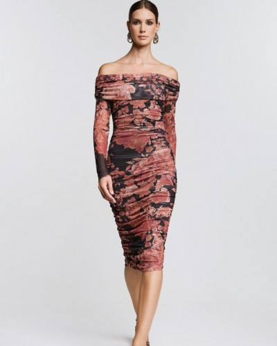 EMILY MIDI MESH DRESS | ORANGE