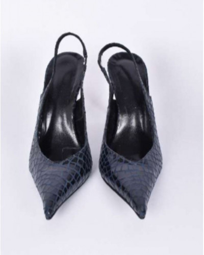 CROCO LEATHER BLACK SHOES