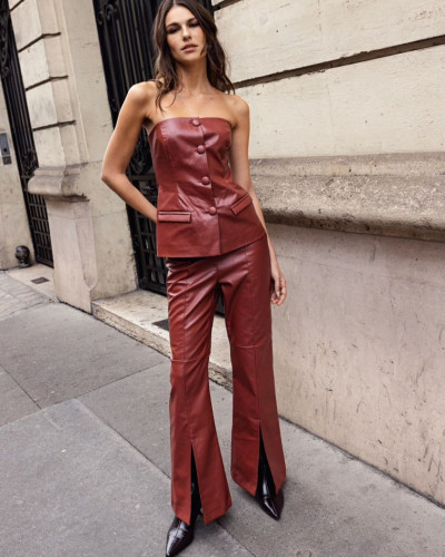 LEATHER AND SPICE PANTS BORDEAUX