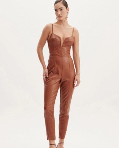 BROWN LEATHER JUMPSUIT