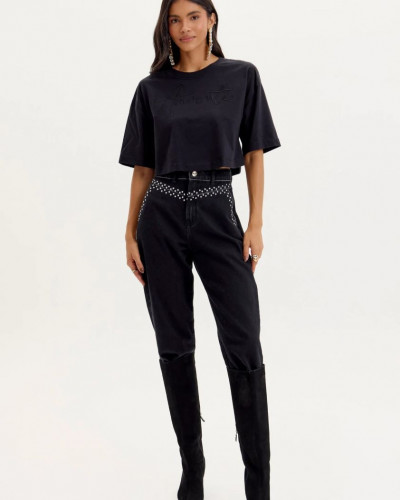 JEANS BLACK STRASS