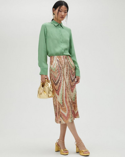 STRETCH SEQUINNED SKIRT