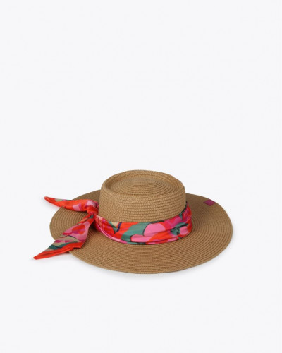 RAFFIA-EFFECT HAT WITH BOW