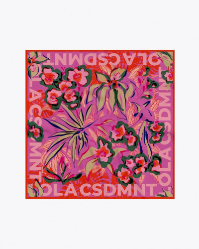 SATIN SCRAF WITH TROPICAL FLORAL PRINT
