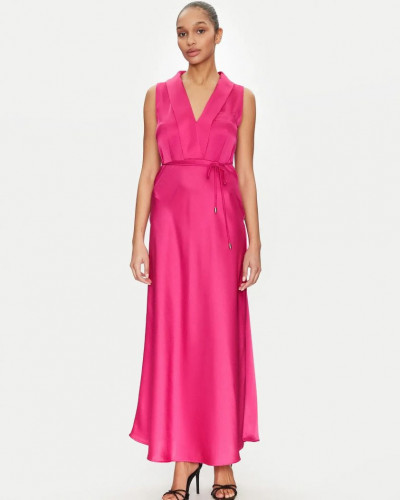FUSCHIA MIDI DRESS V-NECK