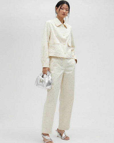 ECRU JEANS WITH RHINESTONES