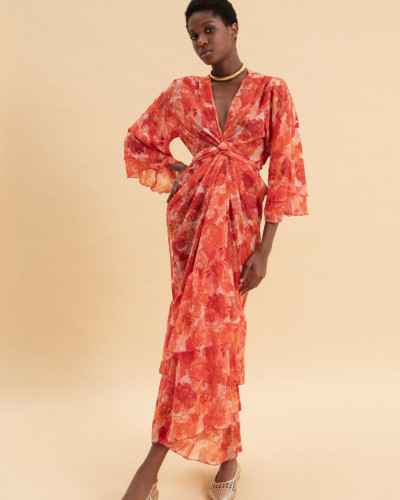 SUNSET DREAM KIMONO DRESS WITH RUFFLES