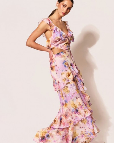 LILLIAN MAXI RUFFLE DRESS