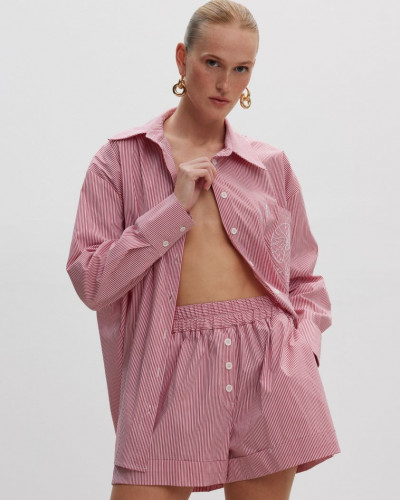 LA VIE EN CIEL RED STRIPES MINI SHORTS