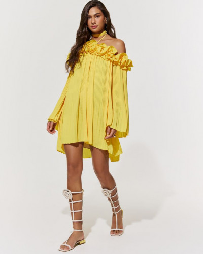 DRESS SHORT OFF SHOULDER YELLOW