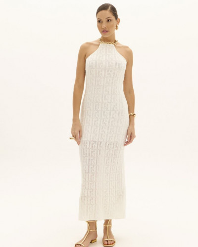 WHITE DRESS TRICOT SLEEVELESS SIGNATURE