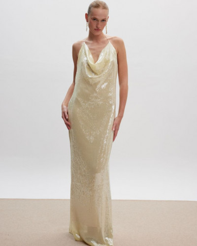 IRINA SEQUIN MAXI DRESS BUTTER YELLOW