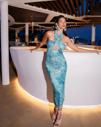 PAISLEY WAVES MIDI SEQUINED...