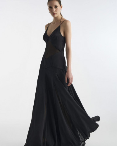 EMMA SATIN MAXI BLACK DRESS