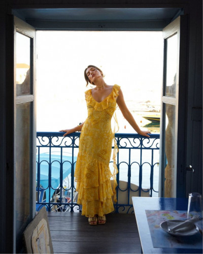 SUN PEARL RUFFLE DRESS