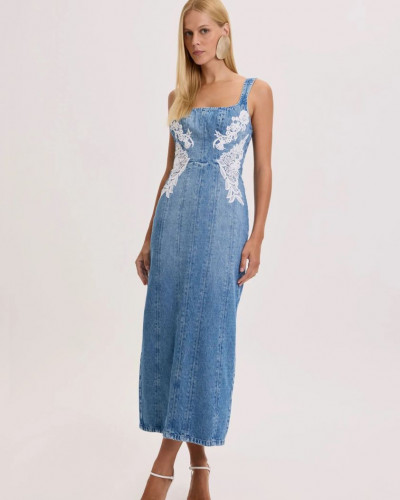 DRESS JEANS MIDI WITH LACE