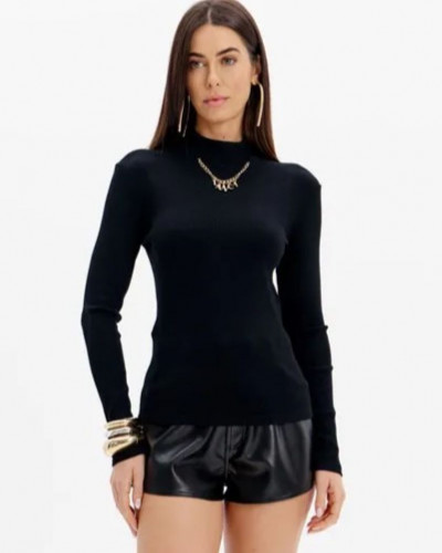 BLOUSE HIGH COLLAR GOLD CHAIN