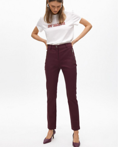 STRETCH FABRIC TROUSERS WITH ZIPPED POCKET