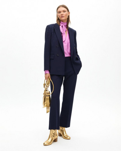 KNITTED BLAZER WITH RHINESTONE DETAIL ON SHOULDERS