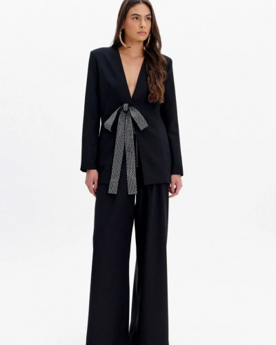 BLACK BLAZER WITH BOW STRASS