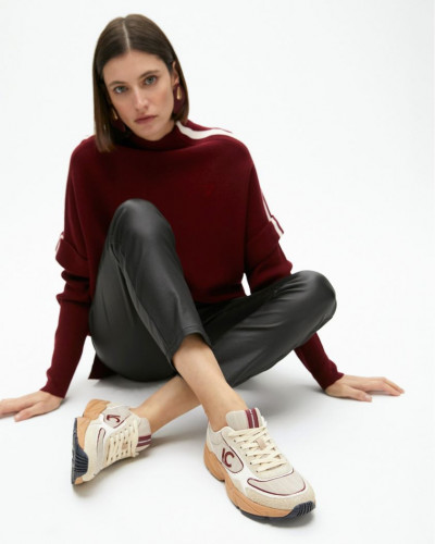 TRAINERS WITH RUNNING SOLE BEIGE AND BURGUNDY