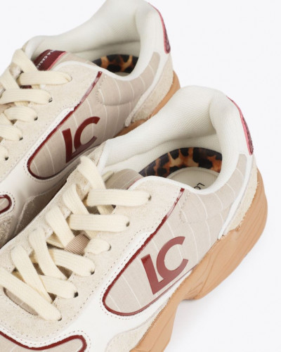 TRAINERS WITH RUNNING SOLE BEIGE AND BURGUNDY