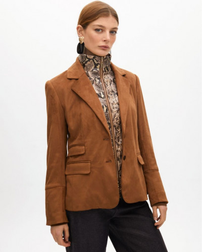 BROWN SUEDE BLAZER WTH SNAKE EFFECT