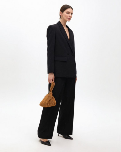 STRAIGHT FIT TROUSERS WITH RHINESTONES