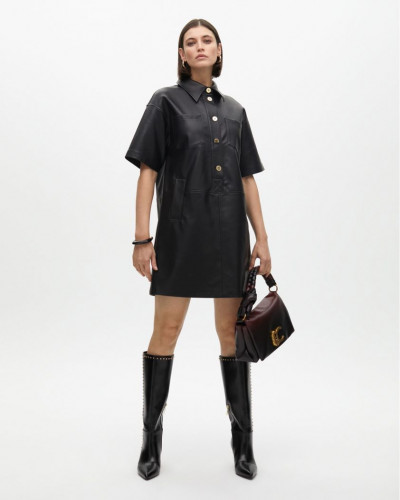 STRAIGHT FAUX LEATHER MINI DRESS