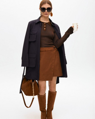 FAUX SUEDE MINI SKIRT WITH...