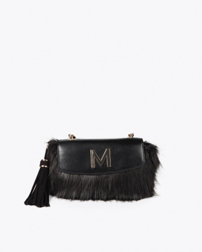 FAUX FUR CROSSBODY BAG BLACK