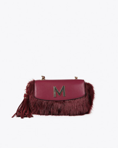 FAUX FUR CROSSBODY BAG BORDEAUX