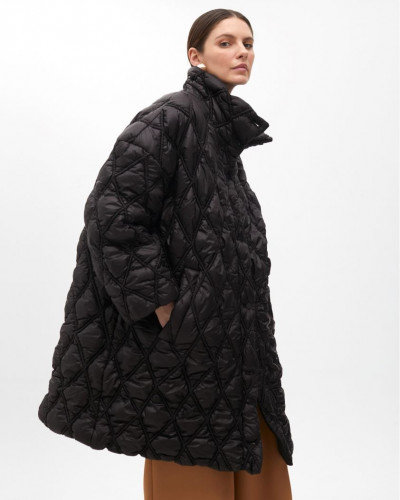 BLACK LIGHTWEIGHT QUILTED COAT