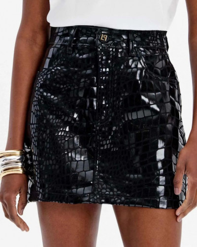 SKIRT TWILL BLACK HIGH WAIST