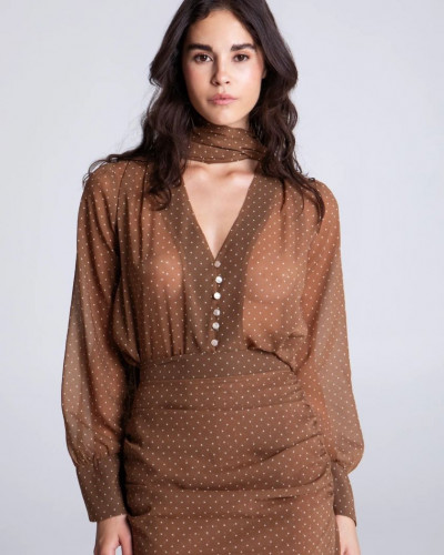 CARAMEL POLKA DOTS SHIRT