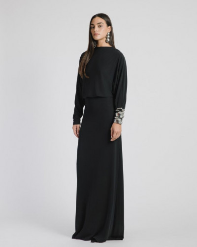 OPEN BACK LONG DRESS BLACK
