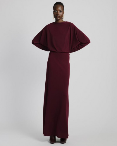 OPEN BACK LONG DRESS BURGUNDY