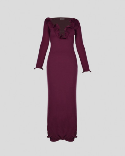 LONG SLEEVE DRESS BURGUNDY