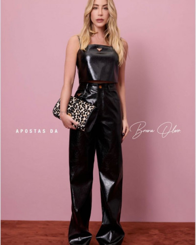 BLACK LEATHER PANTS MEDIUM WAIST