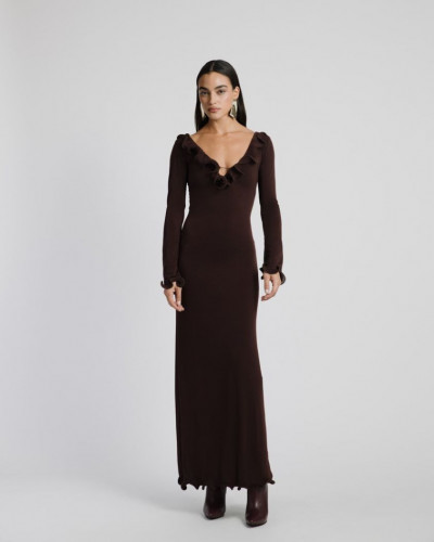 LONG SLEEVE DRESS BROWN
