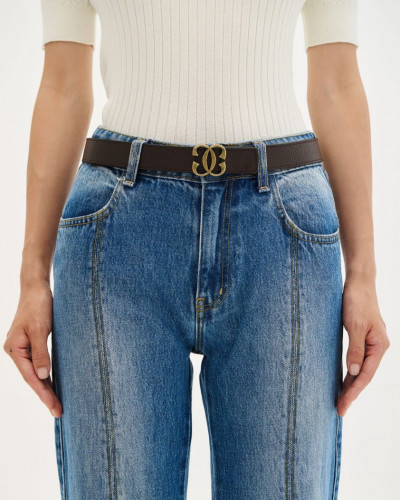 BELT LEATHER COMBOS LOGO BROWN