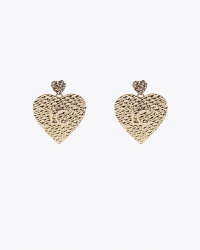 TEXTURED HEART EARRINGS WITH LOGO