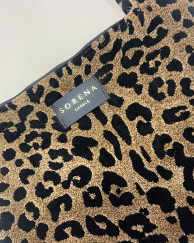 LEOPARD VELVET BROWN CLUTCH