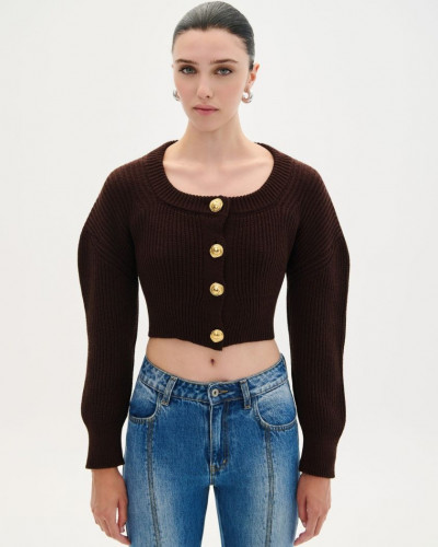 CARDIGAN CROP GOLD BUTTONS
