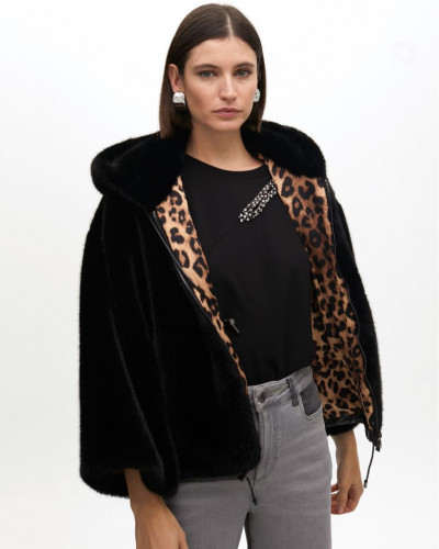 FUR COAT HOOD LEOPARD
