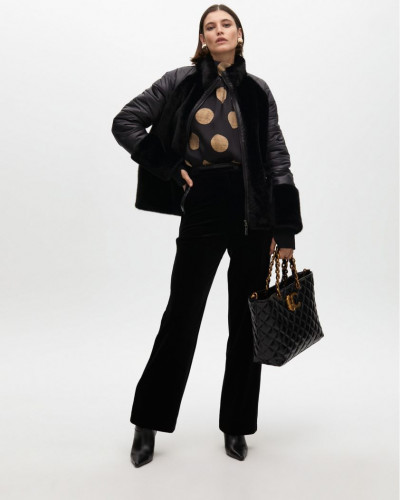 FUR FEATHER COMBO COAT