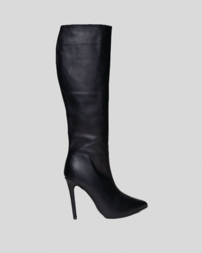 LEATHER OVAL BOOTS BLACK