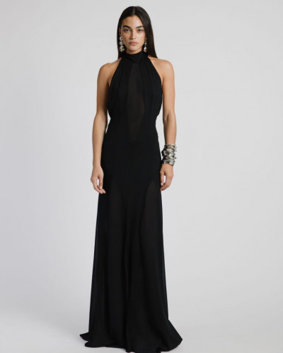 TURTLENECK SHEER BLACK DRESS