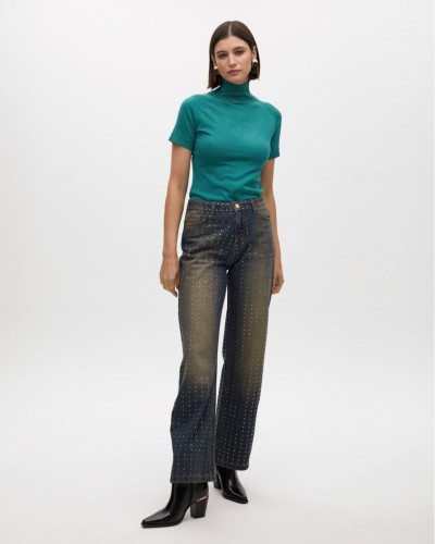 WIDE-LEG JEANS WITH SHINY...