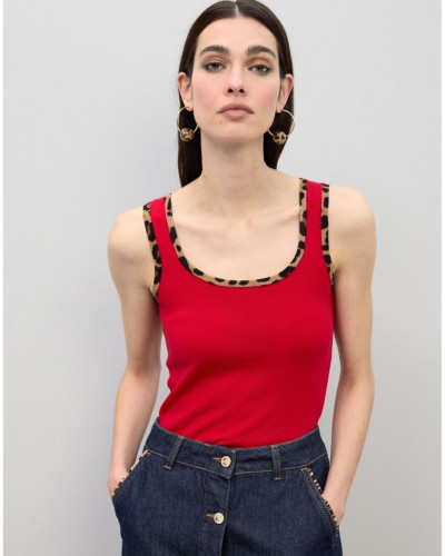 RED TOP WITH ANIMAL PRINT